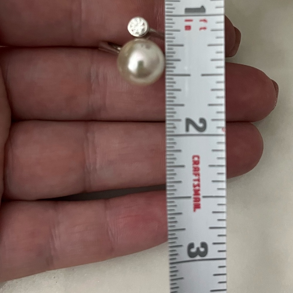 Sterling silver 925 pearl and cubic zirconia ring - Picture 10 of 10